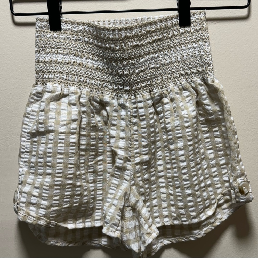 American Original Rewash Tan Gingham Shorts
